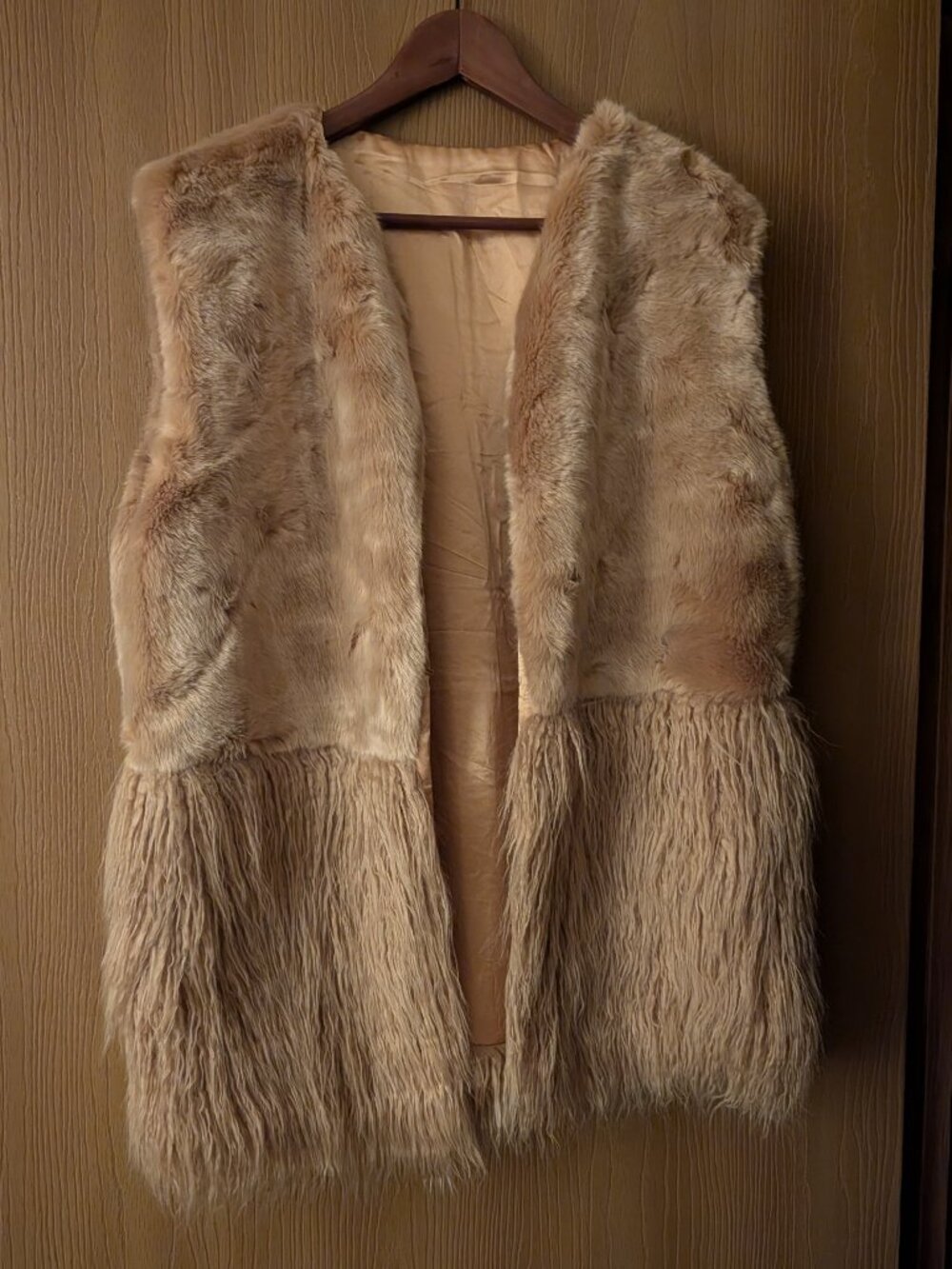 Artisan Faux Fur Shaggy Boho Hippie Festival Vest 70s Style -2X